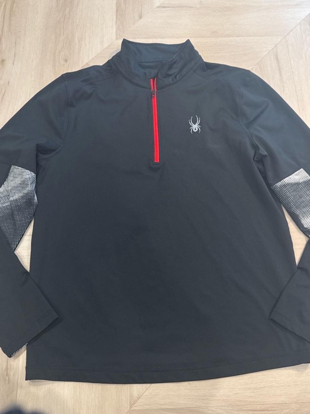 Spyder Black Lightweight Quarter-Zip with Red Zip Accent